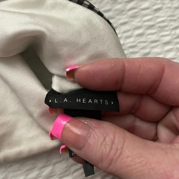 LA HEARTS GINGHAM SHELF TANK SWIM TOP BLACK AND WHITE SIZE SMALL - Picture 6 of 7